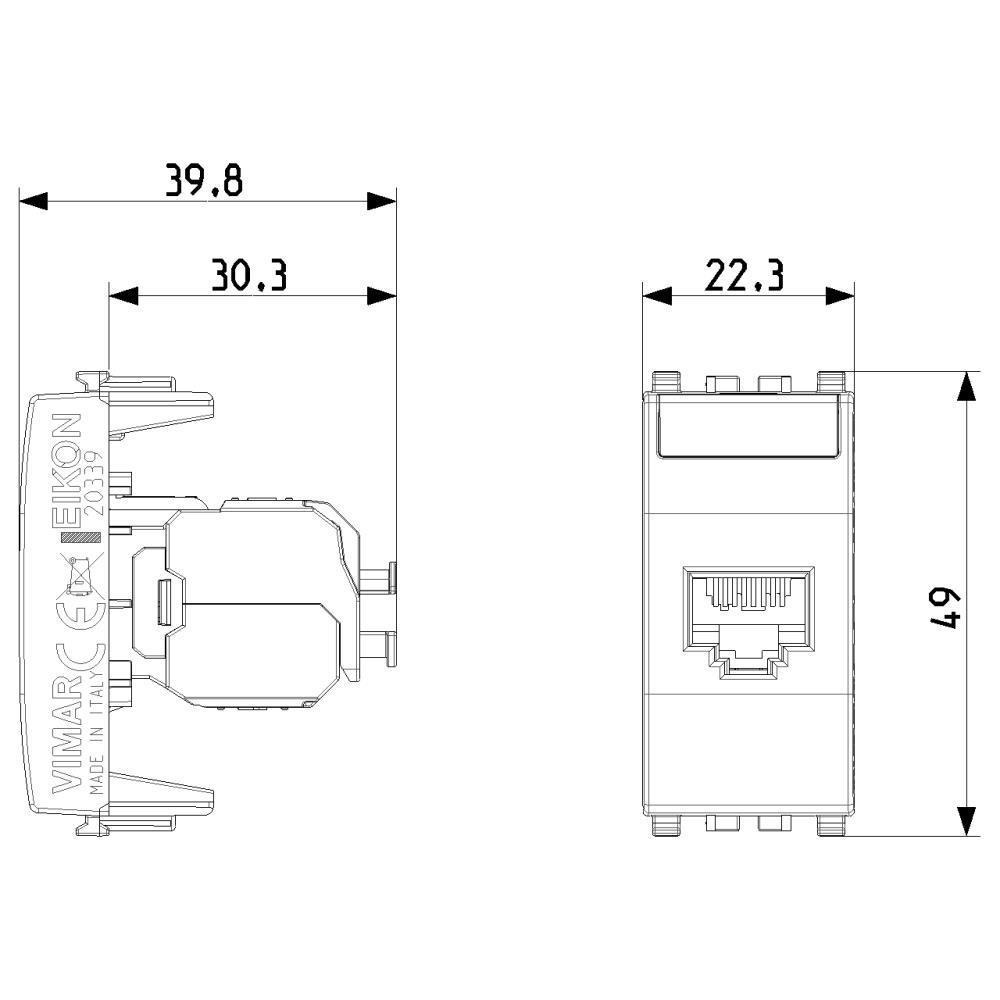 20339.16.N RJ45 Cat6A Netsafe FTP Интернет розетка цвят Алуминий VIMAR EIKON_small