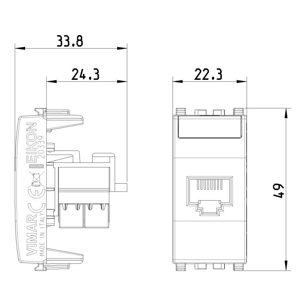 20339.4 RJ45 Cat5e Netsafe UTP110 Интернет розетка Сив VIMAR EIKON_small