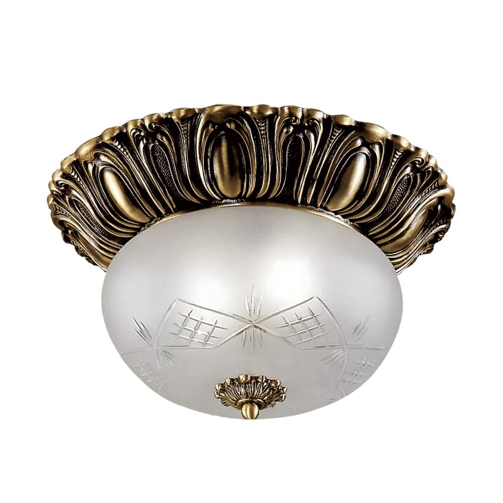 206/25/008 CEILING LIGHT WITH GLASS 2xMAX28W E27 Antique Brass finish Possoni