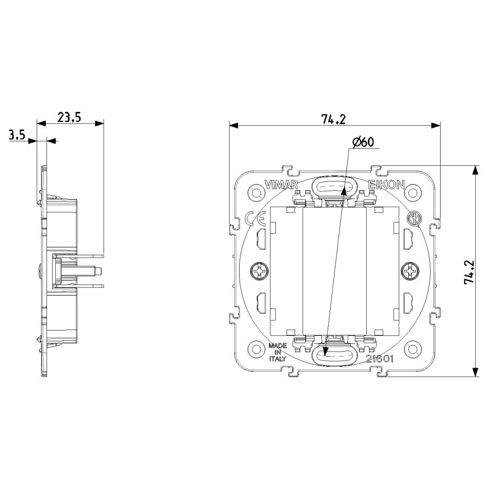 21601.0 Монтажна рамка, 1 модул, с винтове,  EXE FLAT_small