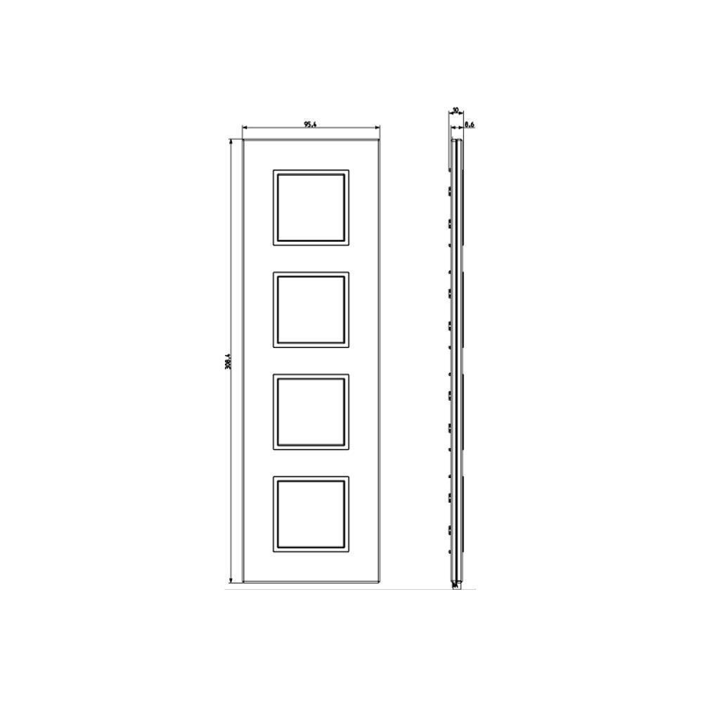 21669.76 Декоративна рамка Eikon Evo 8M(2+2+2+2) 71мм, кристал с рамка хром, Black diamond, Vimar_small