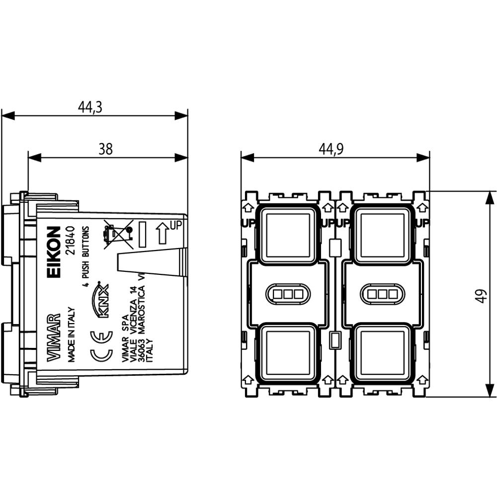 21840 KNX 4-бутонен ключ Eikon Tactil, 2М, Vimar_small