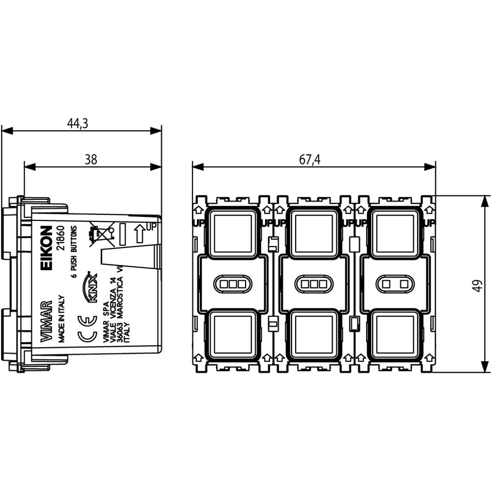 21860 KNX 6-бутонен ключ Eikon Tactil, 3M, Vimar_small