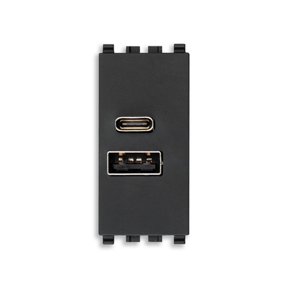 22292.AC.15 USB A+C Контакт Eikon, 1M, 5V 3A 15W, grey, VIMAR_small