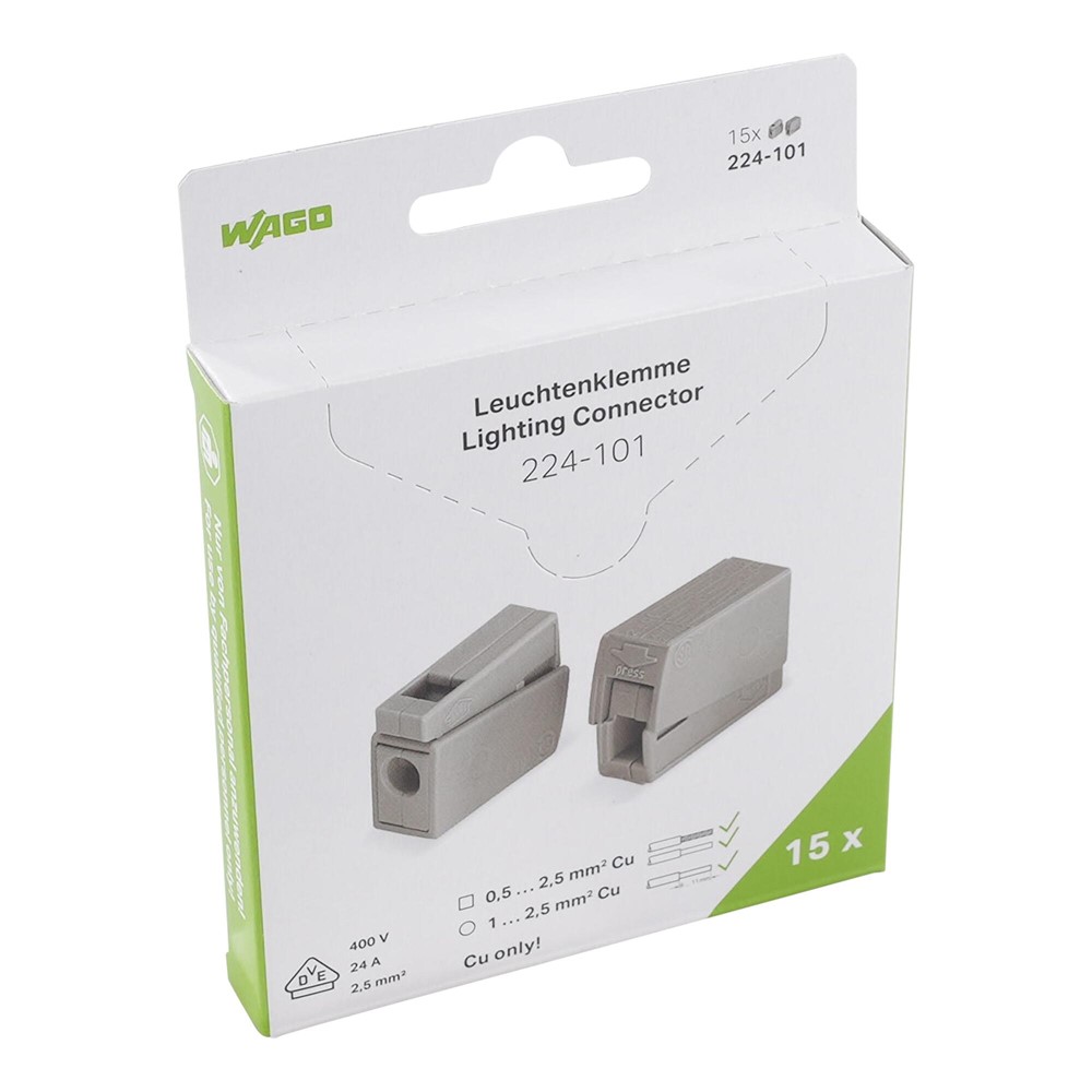 224-101/995-015 Комплект 15 бр. клеми за осветление, 2,5 mm², сиви, Wago_small