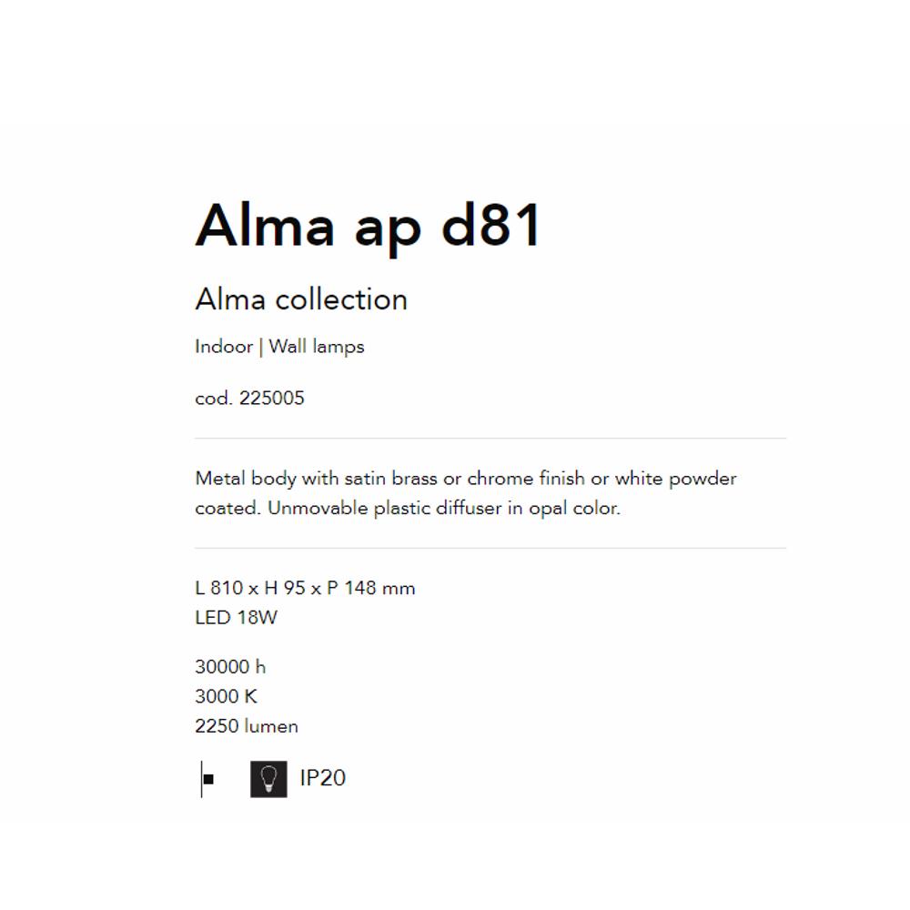 225005 Аплик Alma Ottone Satinato, L810xH95xP148mm LED 18W 3000K IP20, Ideal Lux_small