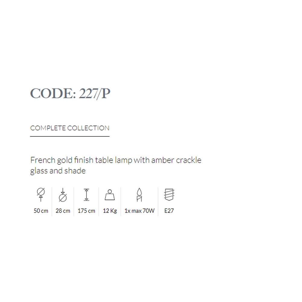 227/P/002 FLOOR LAMP WITH AMBER CRACKLE GLASS AND SHADE 1xMAX70W E27 French gold finish Possoni_small