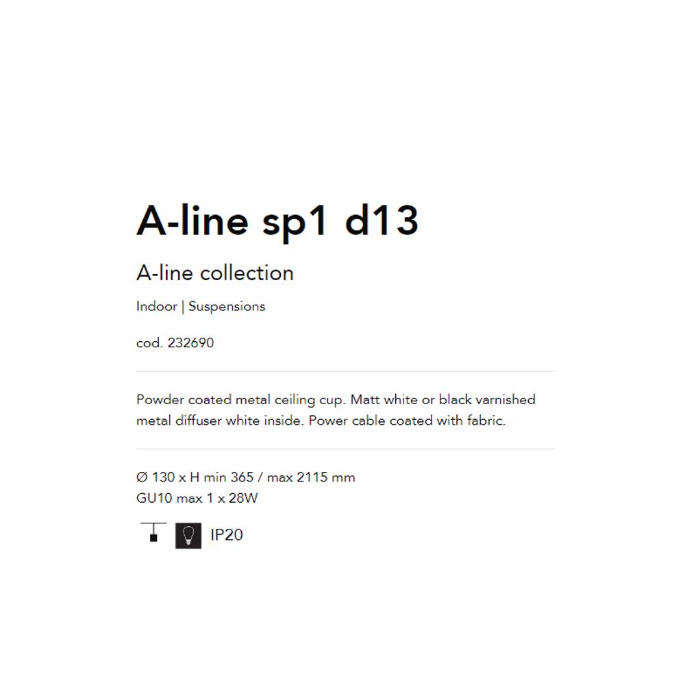 232690 Пендел A-LINE BIANCO Ø130 xH175/2265mm GU10 max1x28W IP20, Ideal Lux_small