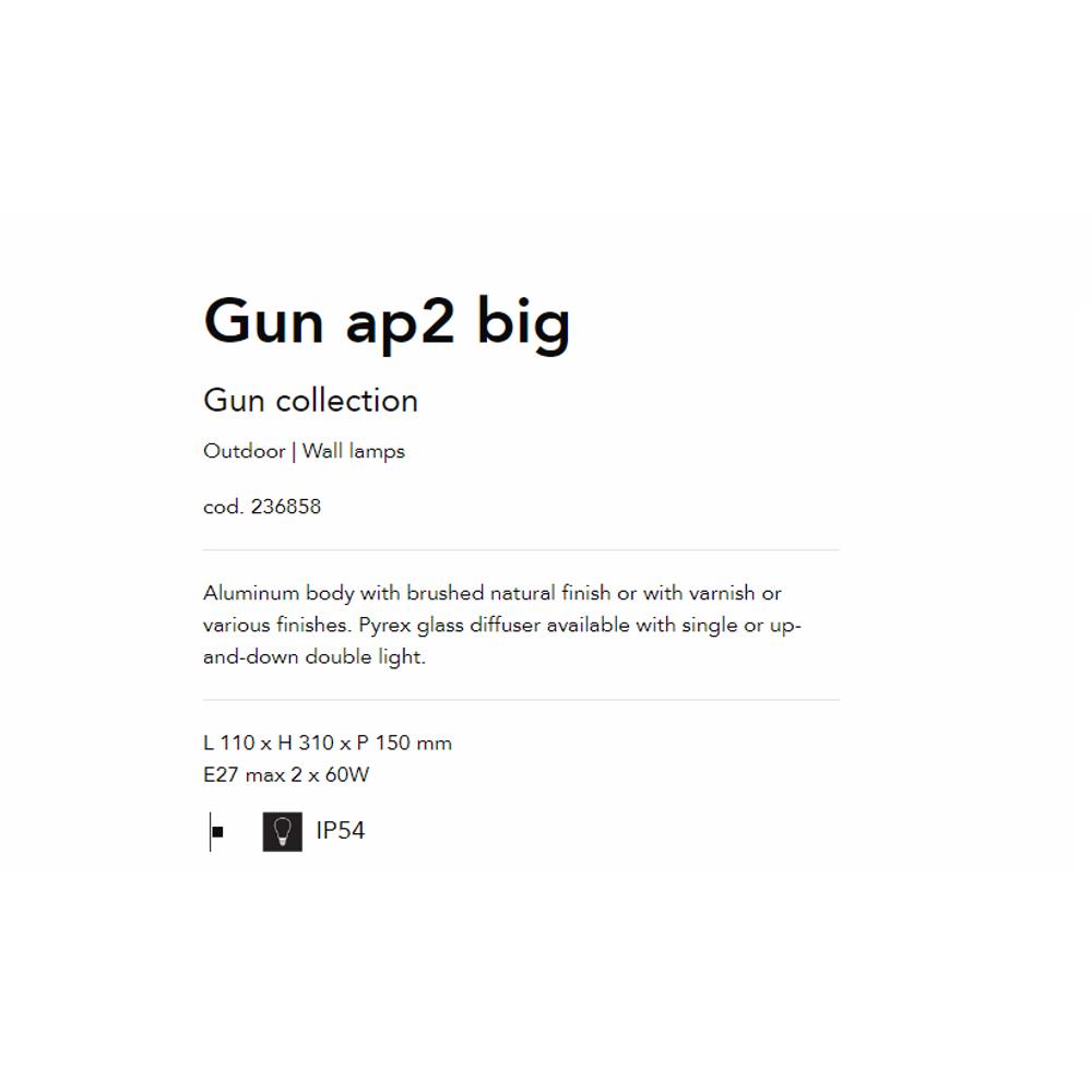 236858 Осветително тяло GUN AP2 BIG ANTRACITE L110xH310xP150 mm E27 max 2 x 60W IP54 Ideal Lux_small