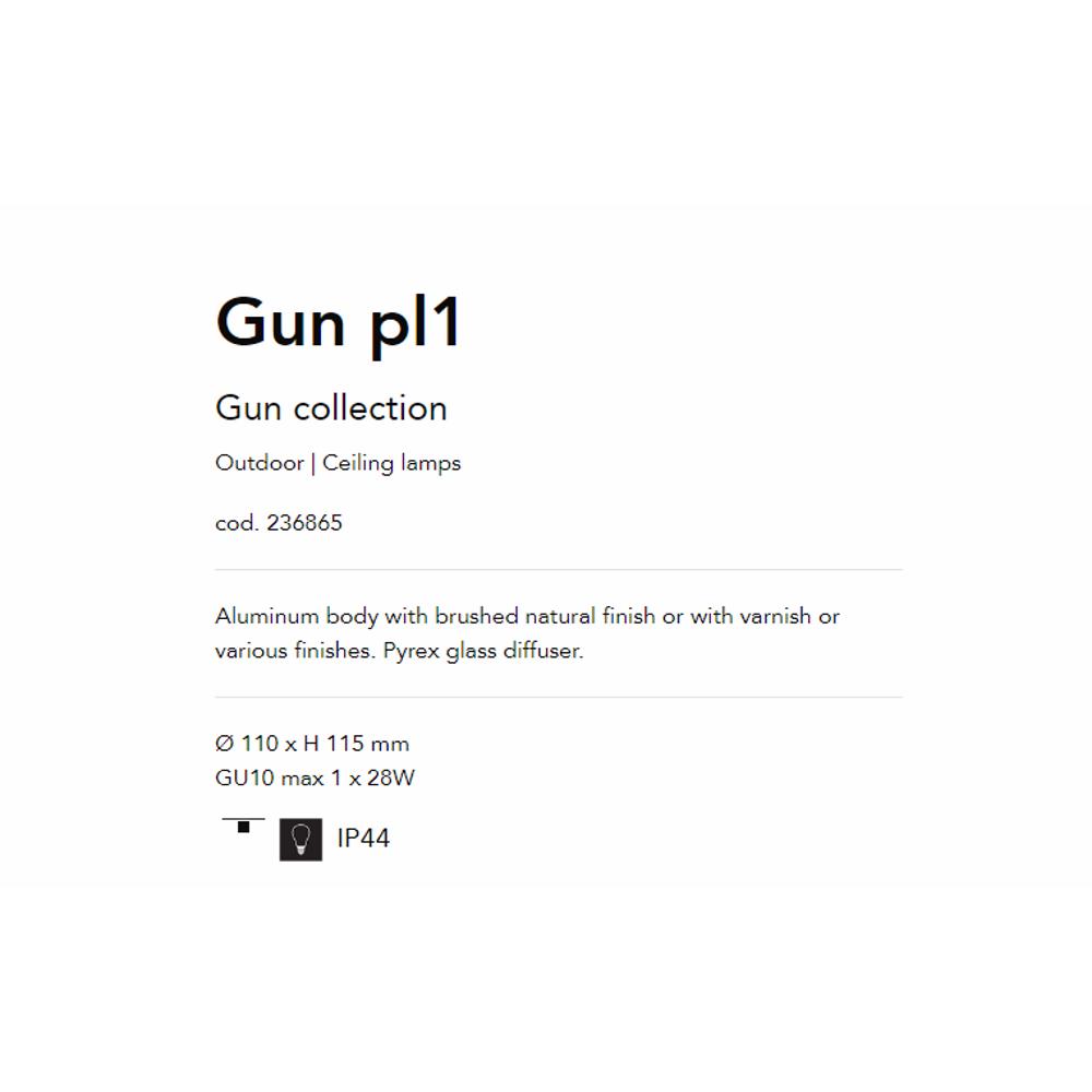 236865 Осветително тяло GUN PL1 ANTRACITE Ø110xH115 mm GU10 max 1 x 28W IP44 Ideal Lux_small