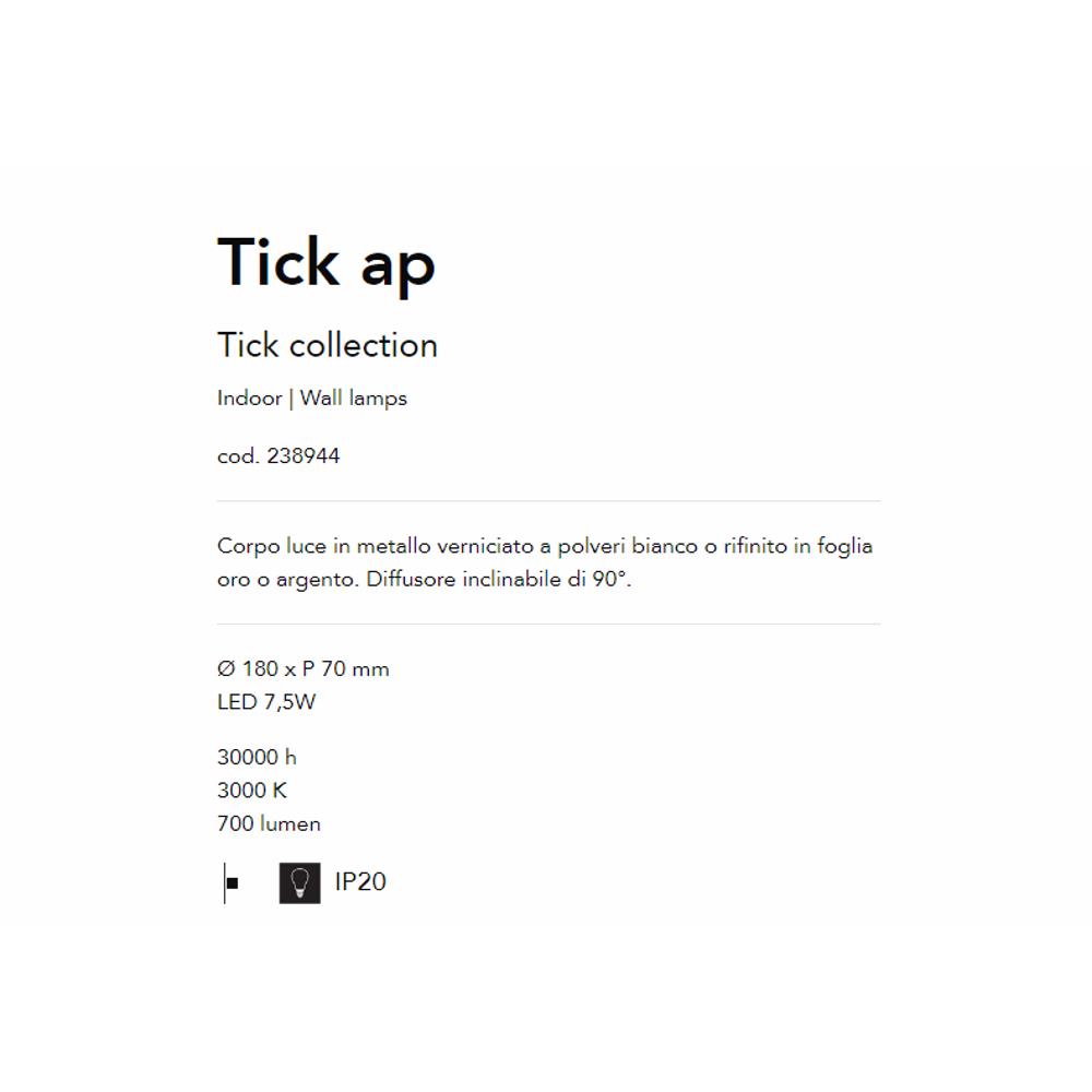 238944 Аплик Tick Oro, Ø180xP70mm LED 7,5W 30000h 3000K IP20, Ideal Lux_small