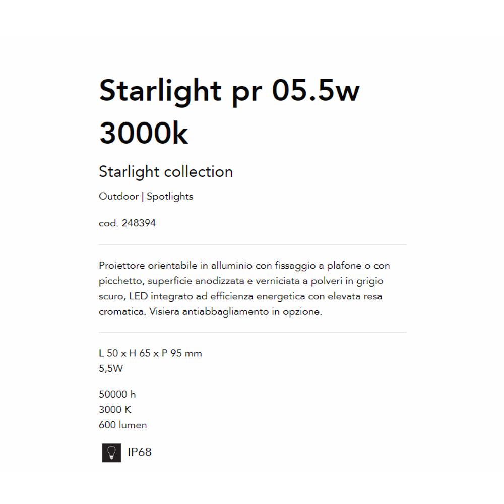 248394 Градински спот STARLIGHT PR 05.5W 3000K L50xH65xP95 mm 50000 h 600 lumen IP68 Ideal Lux_small
