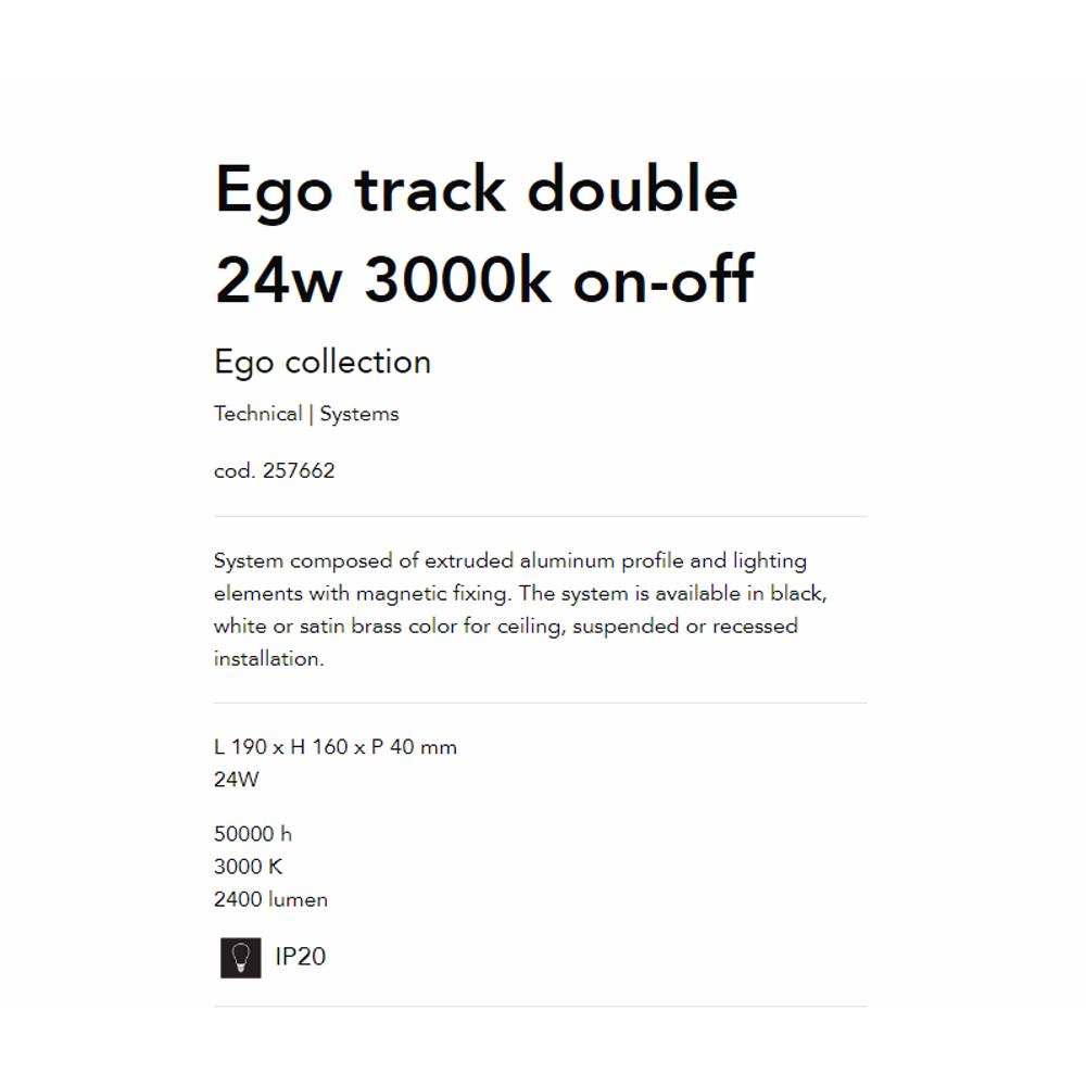 257662 Осветително тяло EGO TRACK DOUBLE 24W 3000K ON-OFF BK L190xH160xP40 mm 2000 L IP20 Ideal Lux_small