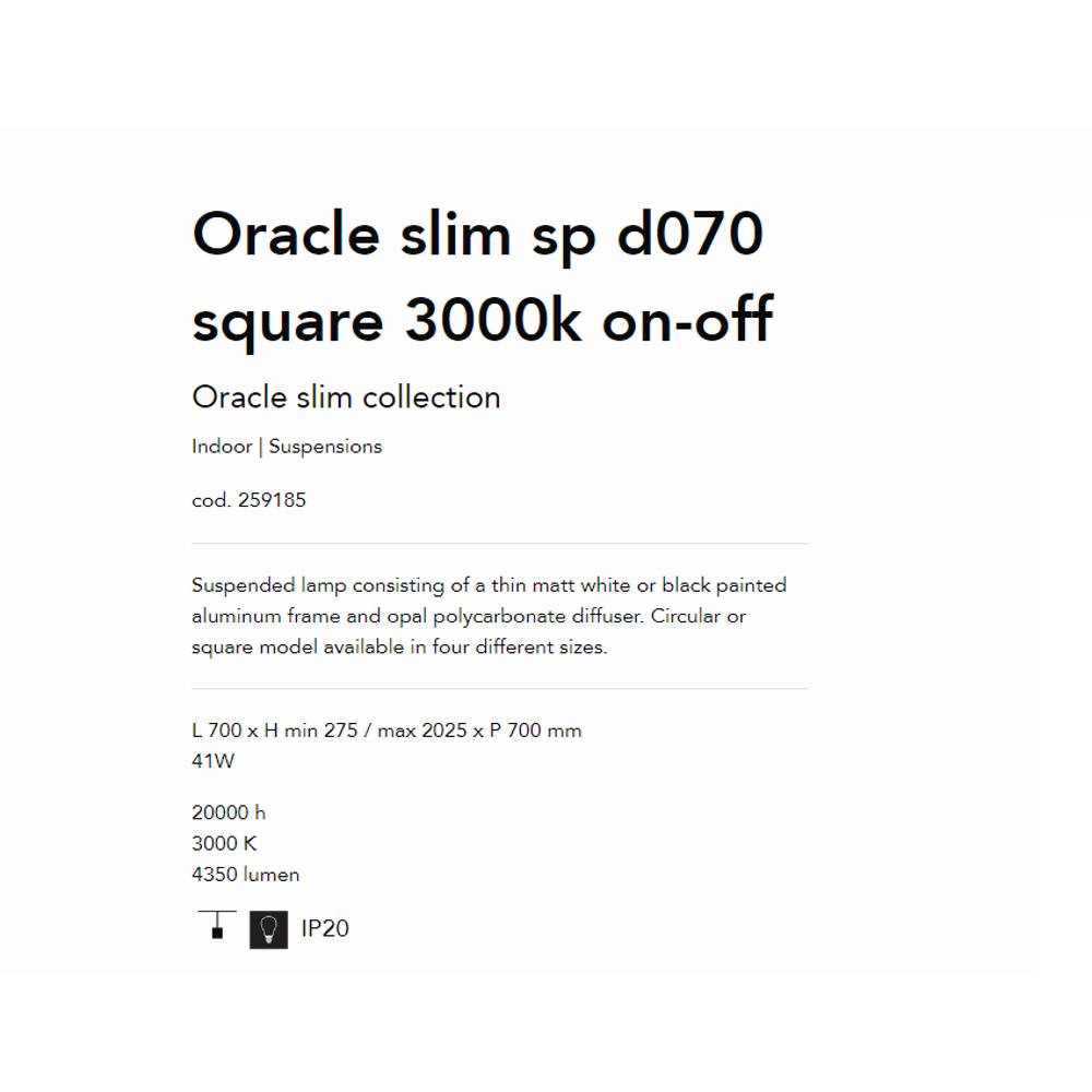 259185 Осветително тяло ORACLE SLIM SQUARE BK 3000K L700xHmin90/max2050xP700mm 41W Ideal Lux_small