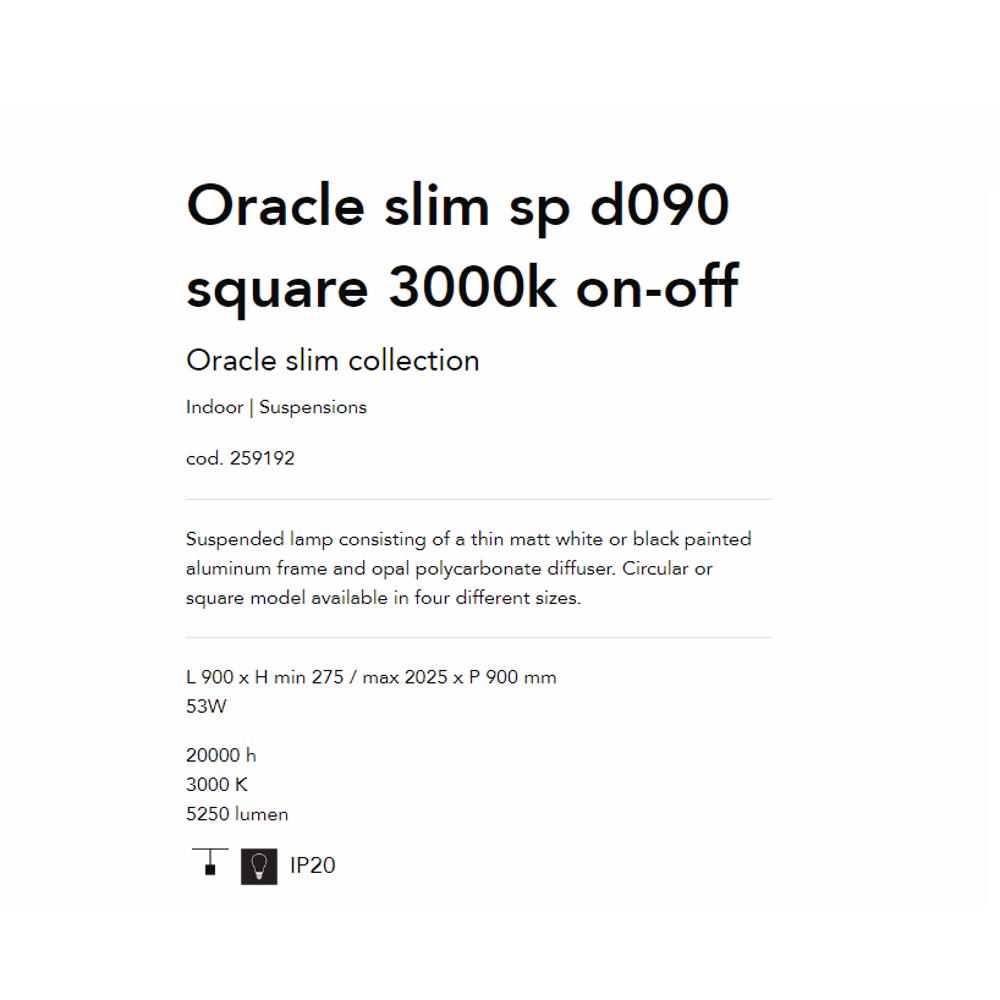 259192 Осветително тяло ORACLE SLIM SQUARE WH 3000K L900xHmin90/max2050xP900mm 53W Ideal Lux_small