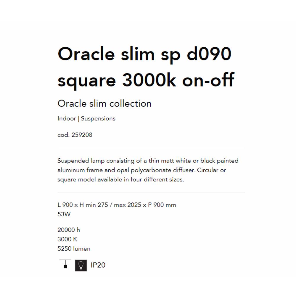 259208 Осветително тяло ORACLE SLIM SQUARE BK 3000K L900xHmin90/max2050xP900mm 53W Ideal Lux_small