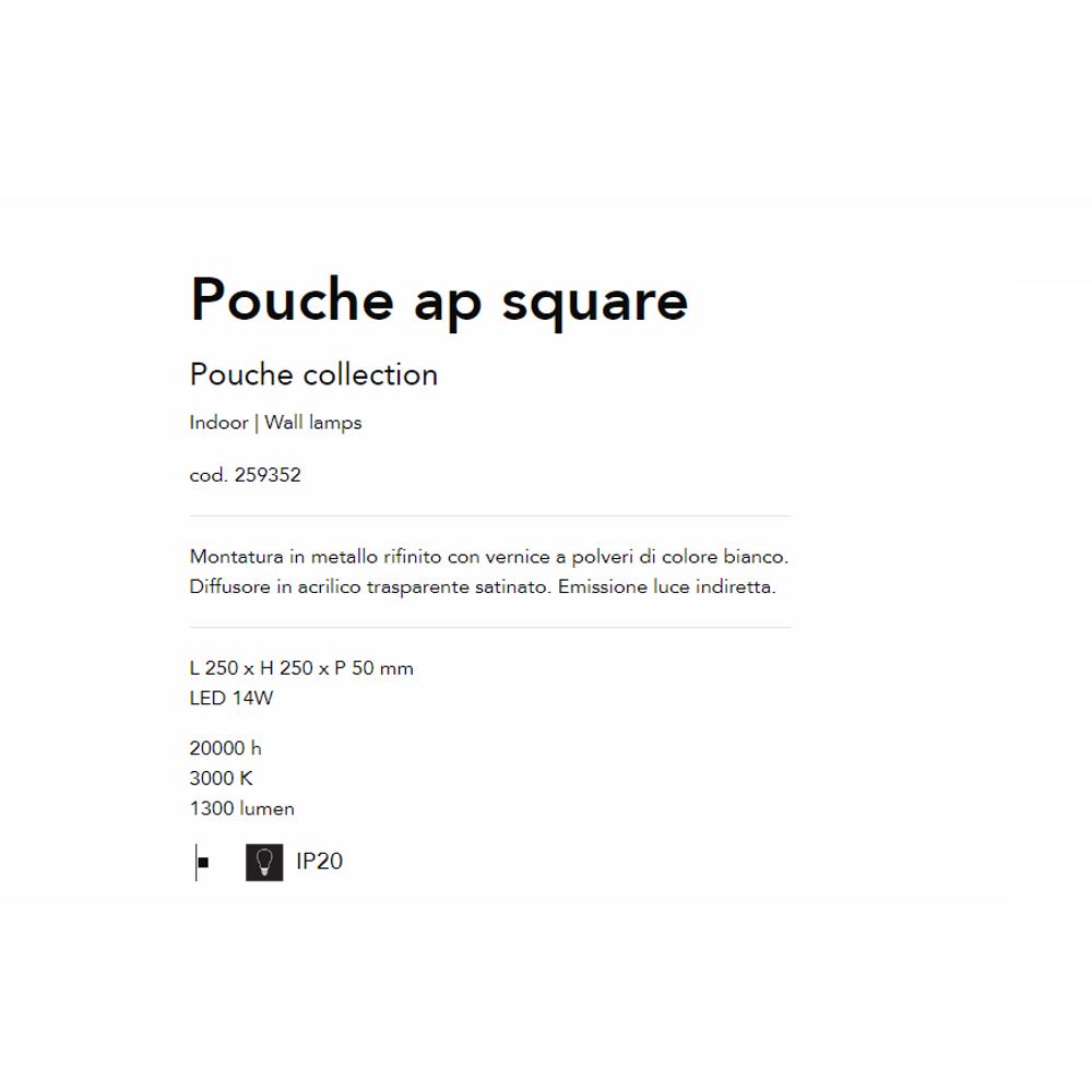 259352 Аплик Pouche Square, L250 xH250xP50mm LED 14W 20000h 3000K IP20, Ideal Lux_small