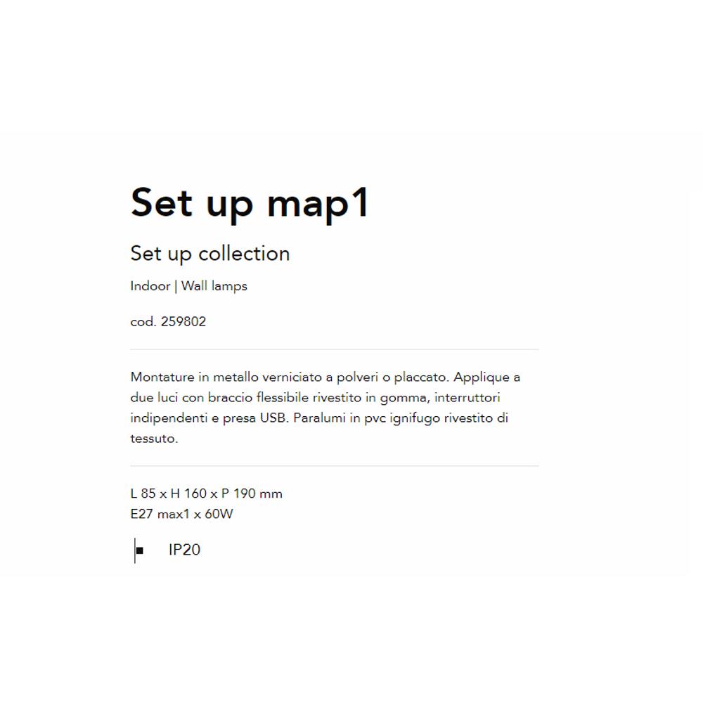 259802 Аплик Set Up Map1 Ottone, без абажур, L85 xH160xP190mm E27 max1x60W IP20, Ideal Lux_small
