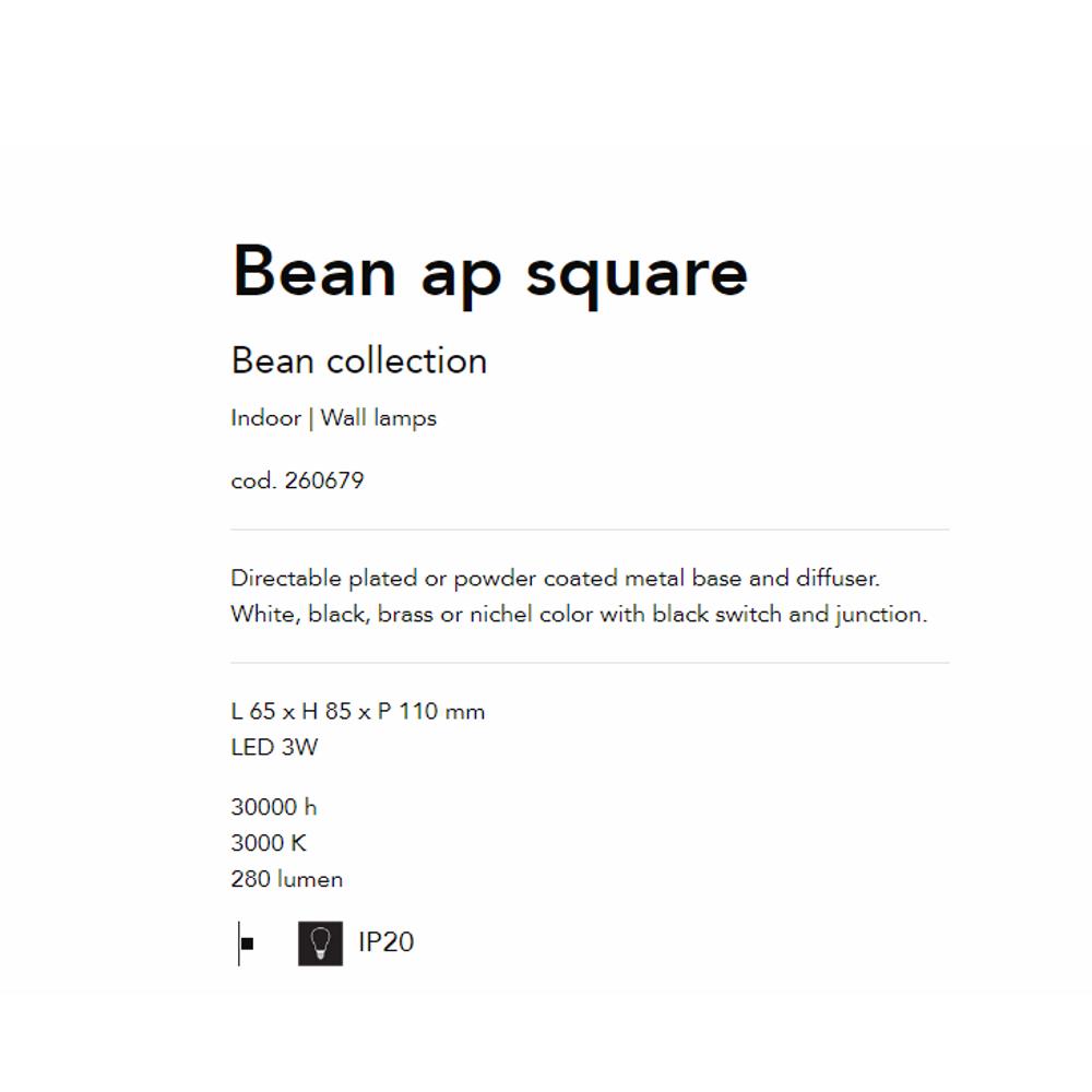 260679 Аплик Bean Square Nickel, L65 xH85xP110mm LED 3,5W 3000K IP20, Ideal Lux_small