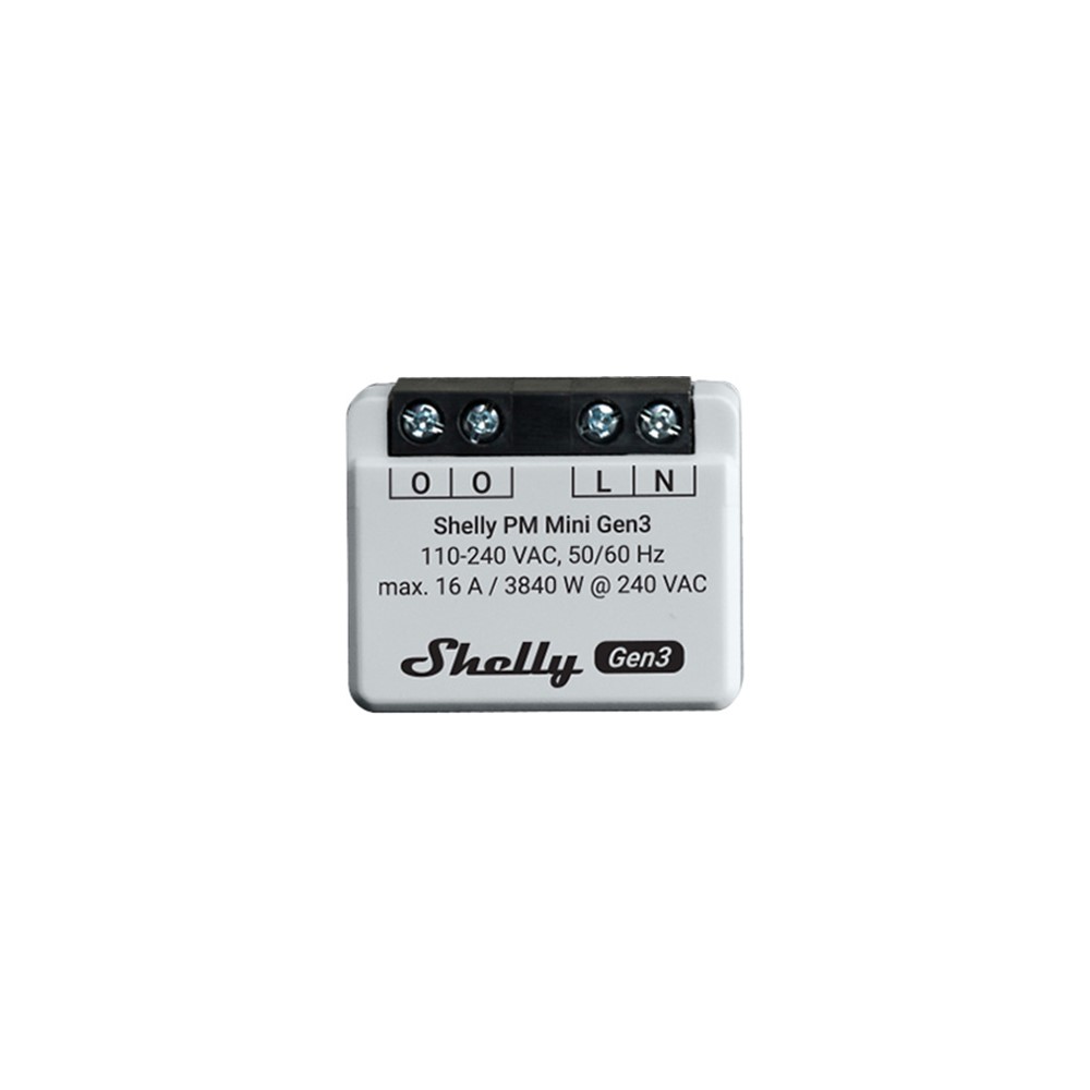 261613 Smart реле 1х, компактен електромер, мощност 16A (240V~), Wi-Fi, Bluetooth, Shelly PM Mini Gen3