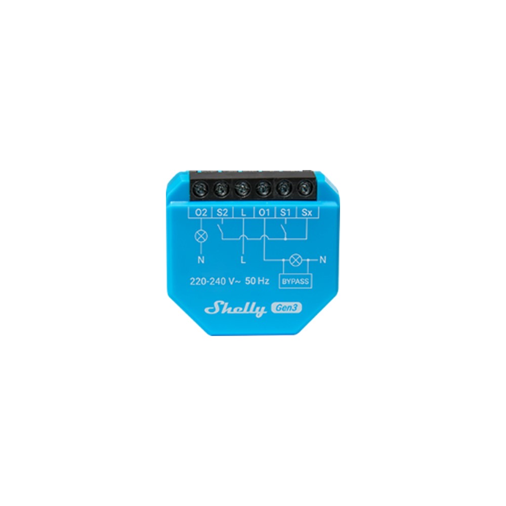 261644 Smart реле 2х, без неутрала, с Shelly Bypass, мощност 200W през 01 и 700W през 02, Bluetooth, Wi-Fi, Shelly 2L Gen3_small