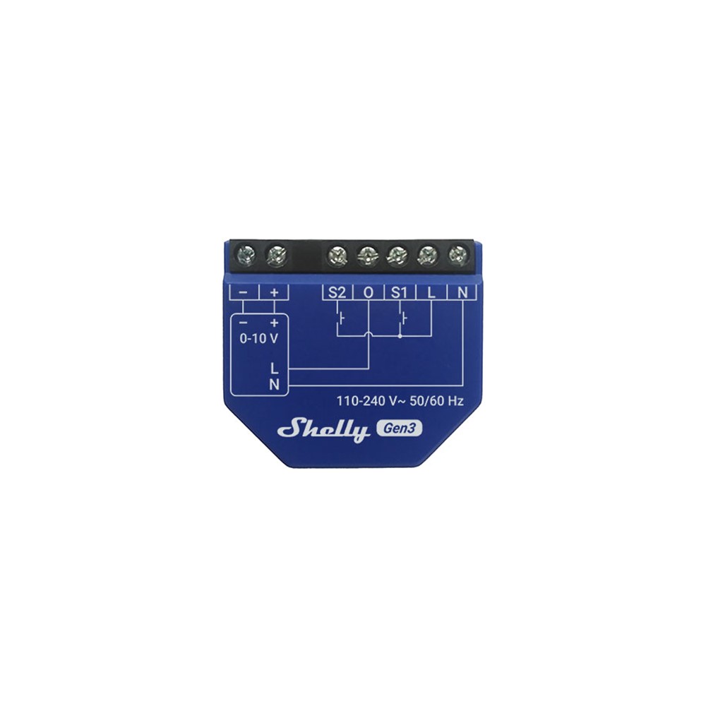 261750 Smart реле 1х димер за управление на устройства по протокол 0/1-10V, Wi-Fi, Bluetooth, Shelly Dimmer 0/1-10V PM Gen3