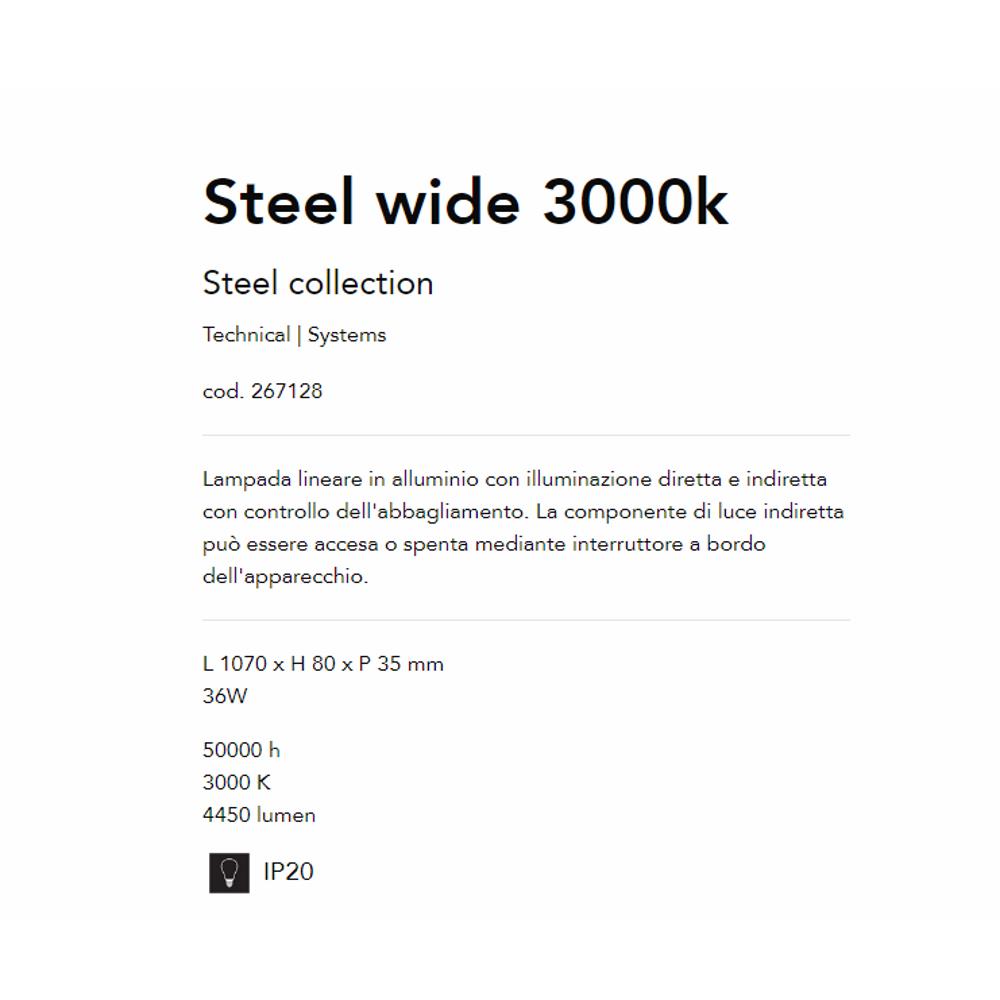 267128 Линеен осветител STEEL WIDE WH 3000K L1070xH80xP35 mm 36W 50000 h 3350 lumen IP20 Ideal Lux_small