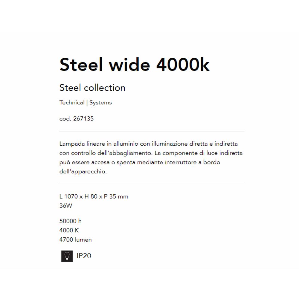 267135 Линеен осветител STEEL WIDE BK 4000K L1070xH80xP35 mm 36W 50000 h 3550 lumen IP20 Ideal Lux_small