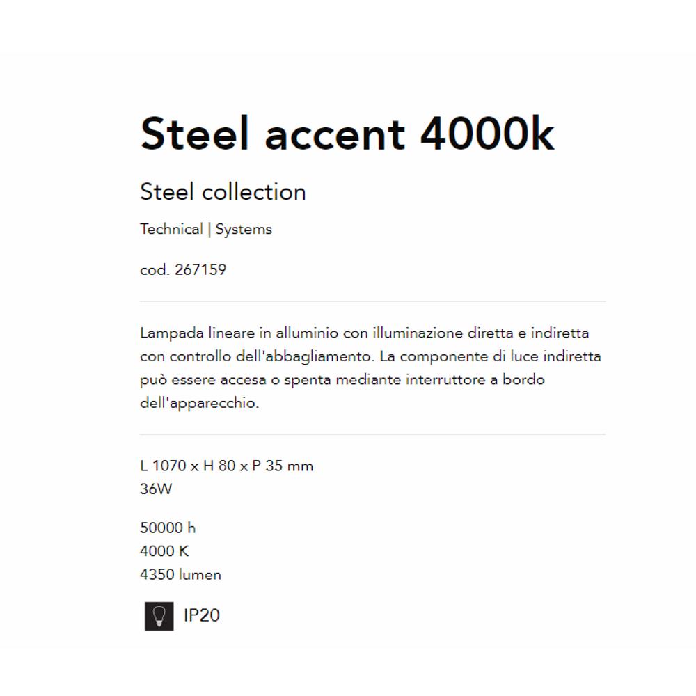 267159 Линеен осветител STEEL ACCENT WH 4000K L1070xH80xP35 mm 36W 50000 h 3200 lumen IP20 Ideal Lux_small