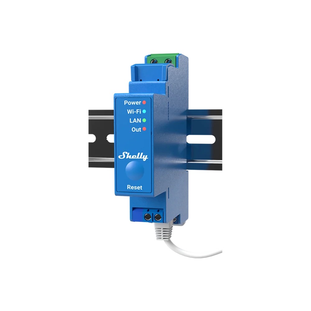 268001 Импулсно Smart реле 1х On/Off 16A, за DIN шина, LAN, Wi-F и Bluetooth, Shelly Pro 1_small