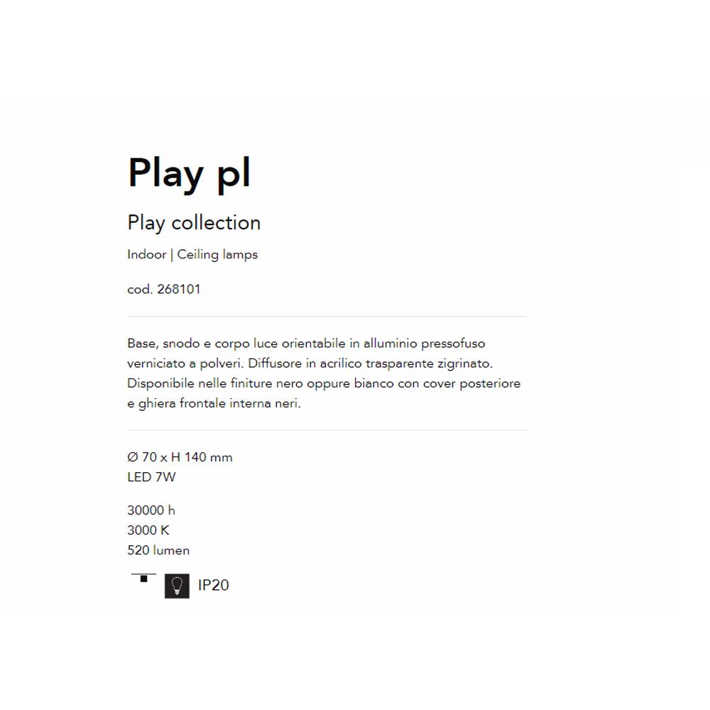268101 Осветително тяло PLAY PL BK Ø60xH140 mm LED 7W 30000 h 3000 K 520 lumen IP20 Ideal Lux_small