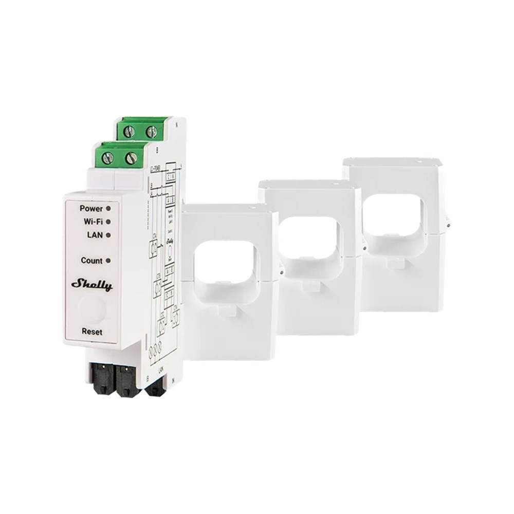 268117 Трифазен Smart електромер 3х 400A за DIN шина, с Wi-Fi, LAN и Bluetooth,Shelly Pro 3EM