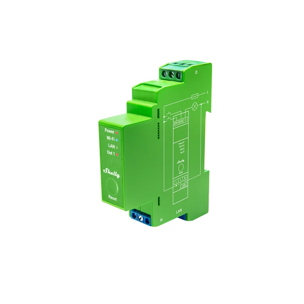 268162 Smart димер 1х 200VA с мерител за DIN шина, LAN, Wi-Fi и Bluetooth, Shelly Pro Dimmer 1PM