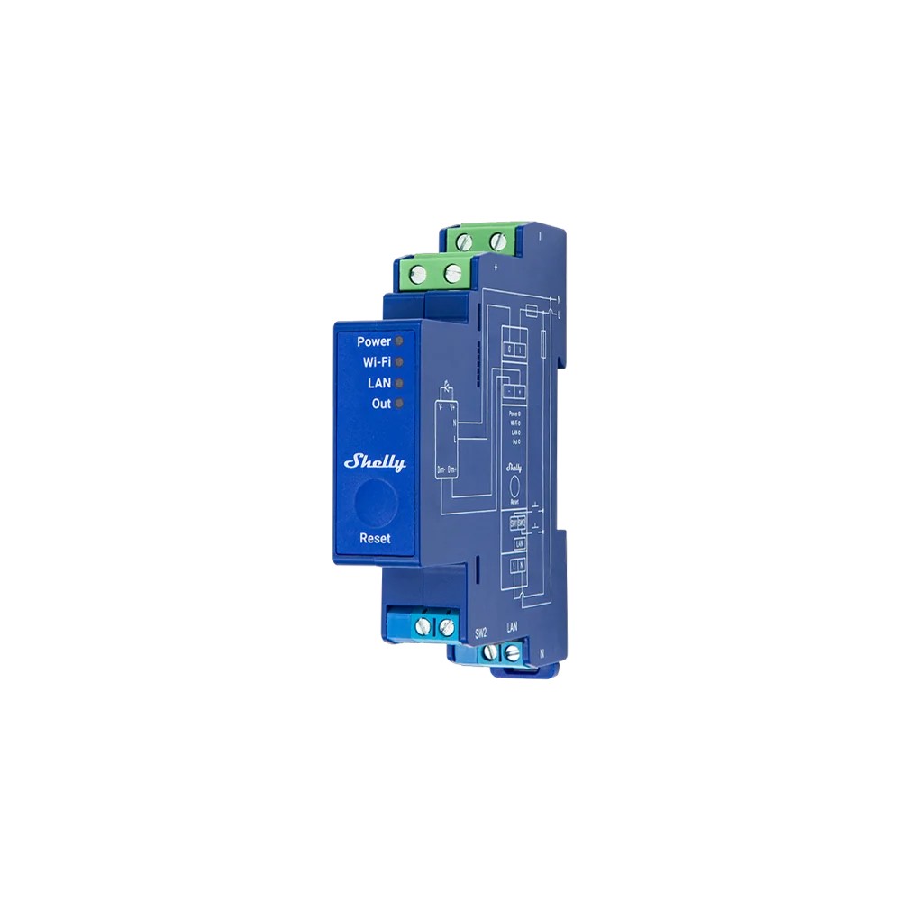 268209 Smart димер 1х 0/1-10V PM, 16A 240 V~, с мерител, за DIN шина, Shelly Pro Dimmer