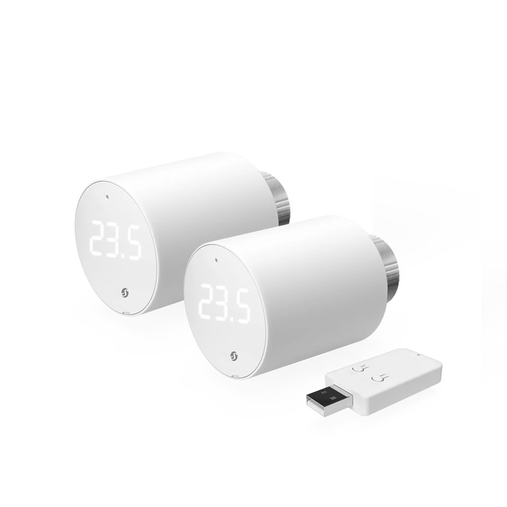 268322 Комплект 2 бр. интелигентни термоглави за радиатор с Gateway Gen3, Bluetooth и Zigbee, Shelly BLU TRV