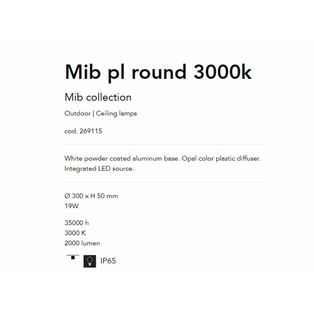 269115 Плафониера MIB PL ROUND 3000K Ø300xH50 mm LED 19W 35000 h 2000 lumen IP65 Ideal Lux_small