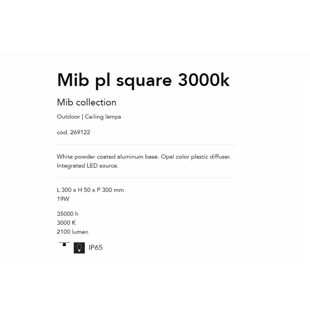269122 Плафониера MIB PL SQUARE 3000K L300xH50xP300 mm LED 19W 2100 lumen IP65 Ideal Lux_small