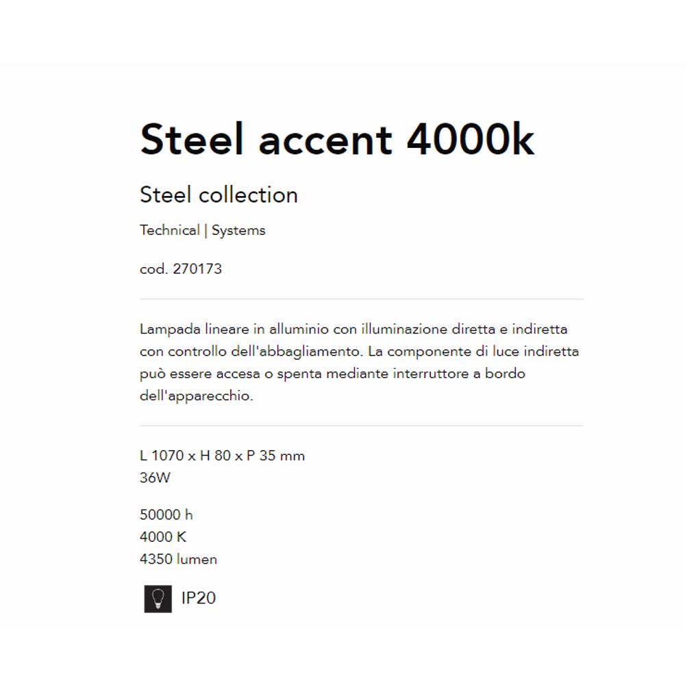 270173 Линеен осветител STEEL ACCENT BK 4000K L1070xH80xP35 mm 36W 50000 h 3200 lumen IP20 Ideal Lux_small