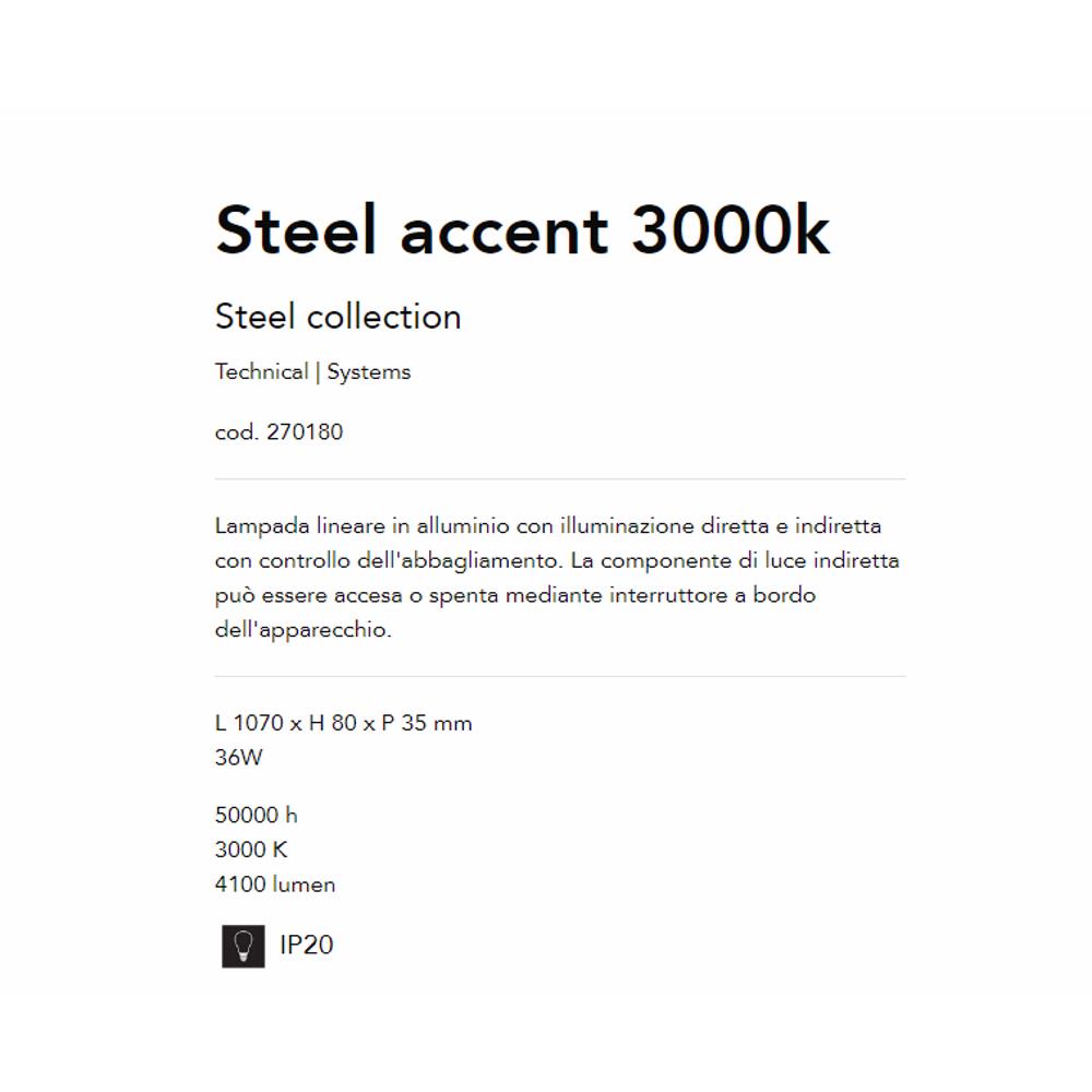 270180 Линеен осветител STEEL ACCENT WH 3000K L1070xH80xP35 mm 36W 50000 h 3000 lumen IP20 Ideal Lux_small