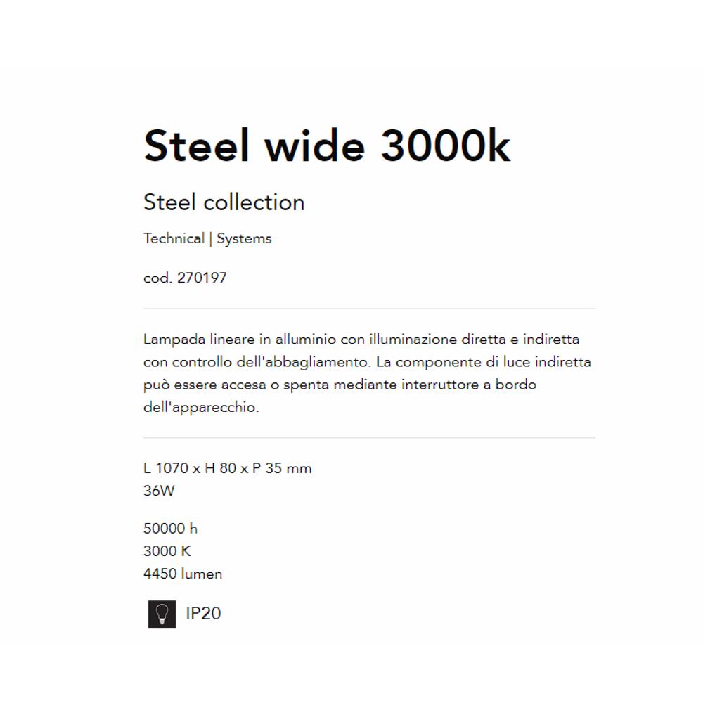 270197 Линеен осветител STEEL WIDE BK 3000K L1070xH80xP35 mm 36W 50000 h 3350 lumen IP20 Ideal Lux_small