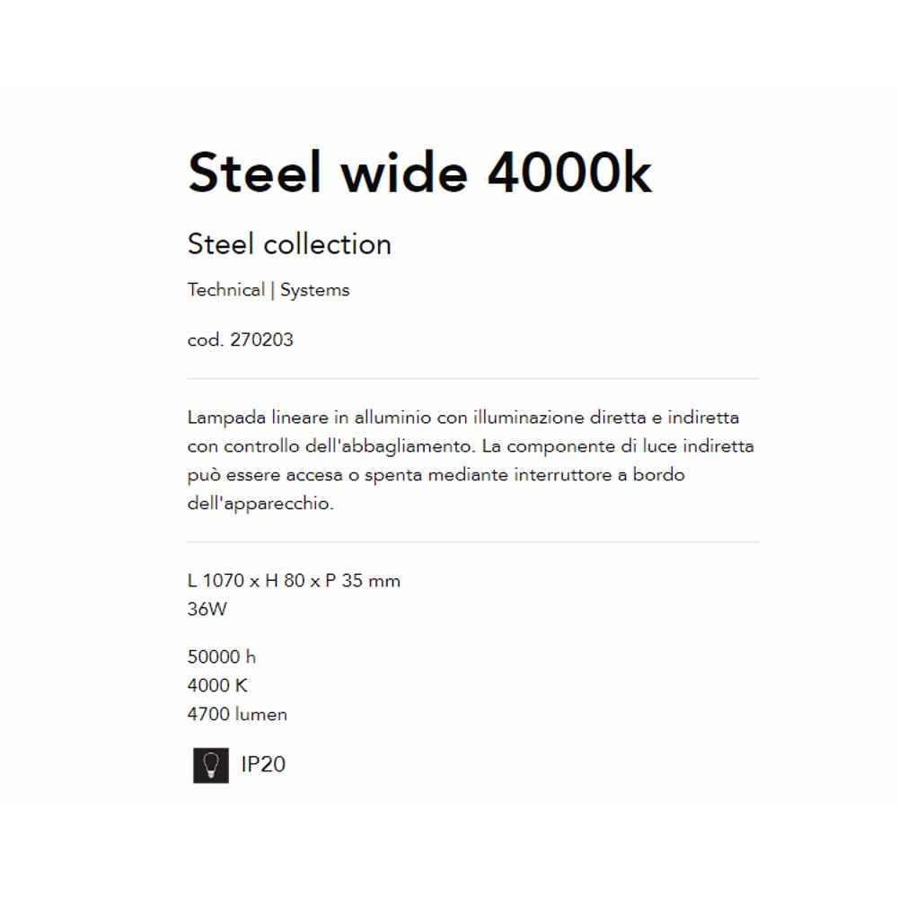 270203 Линеен осветител STEEL WIDE WH 4000K L1070xH80xP35 mm 36W 50000 h 3550 lumen IP20 Ideal Lux_small