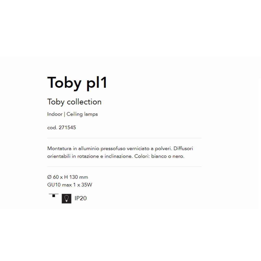271545 Спот TOBY PL1 NERO Ø60xH130 mm GU10 max 1 x 35W 3000 K IP20 Ideal Lux_small