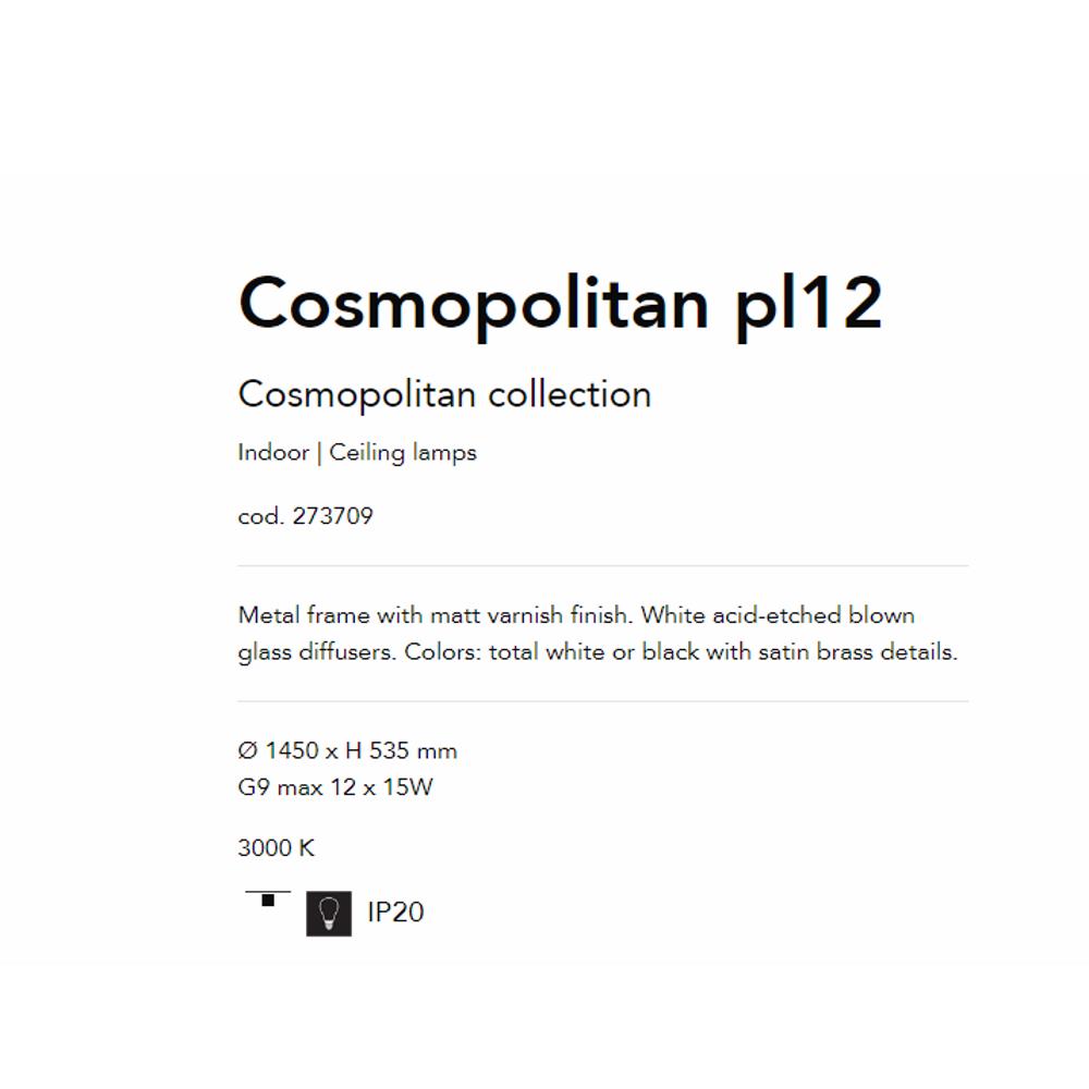 273709 Плафон COSMOPOLITAN PL12 NERO OTTONE Ø1450xH535 mm G9 max 12 x 15W 3000K IP20 Ideal Lux_small