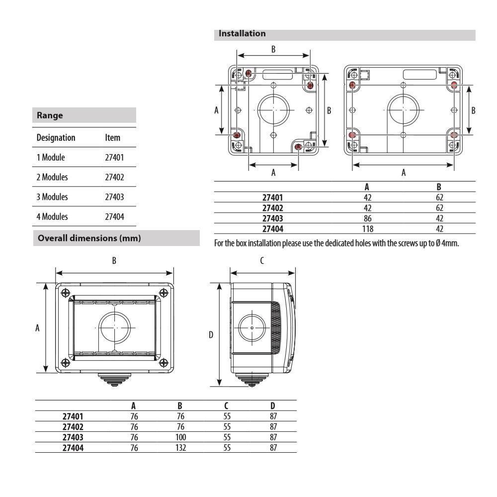 27404 Кутия за открит монтаж IP40, 4М, Бял Bticino Classia_small