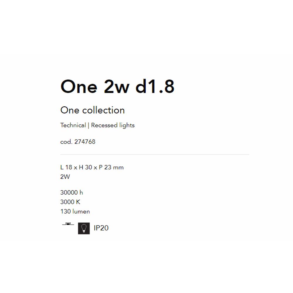 274768 Луна ONE 2W D1,8 L18xH30xP23 mm 30000 h 3000 K 130 lumen IP20 Ideal Lux_small