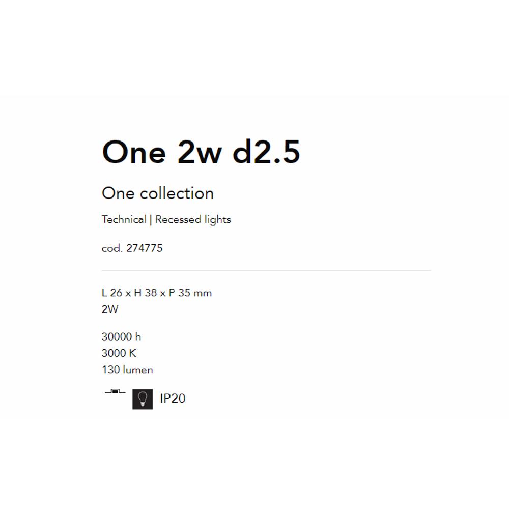 274775 Луна ONE 2W D2,5 L25xH38xP35 mm 30000 h 3000 K 130 lumen IP20 Ideal Lux_small
