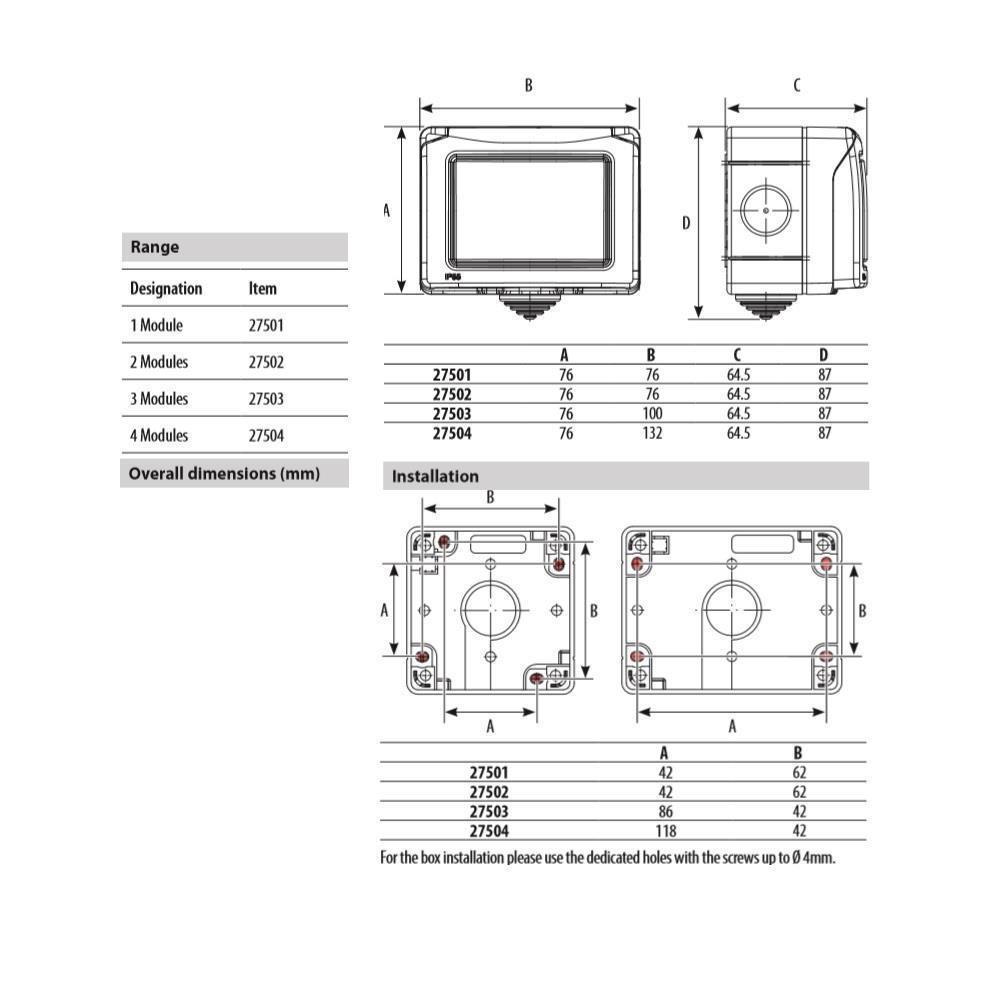 27504 Кутия за открит монтаж IP55, 4М, Бял Bticino Classia_small