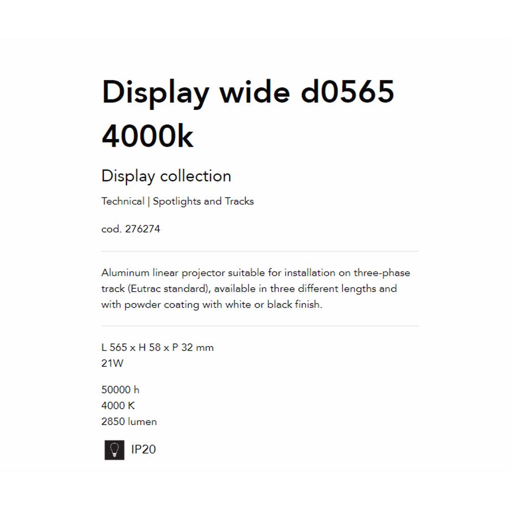 276274 Линеен осветител DISPLAY WIDE D0565 4000K WH L565xH58xP32 mm 21W 2850 lumen IP20 Ideal Lux_small