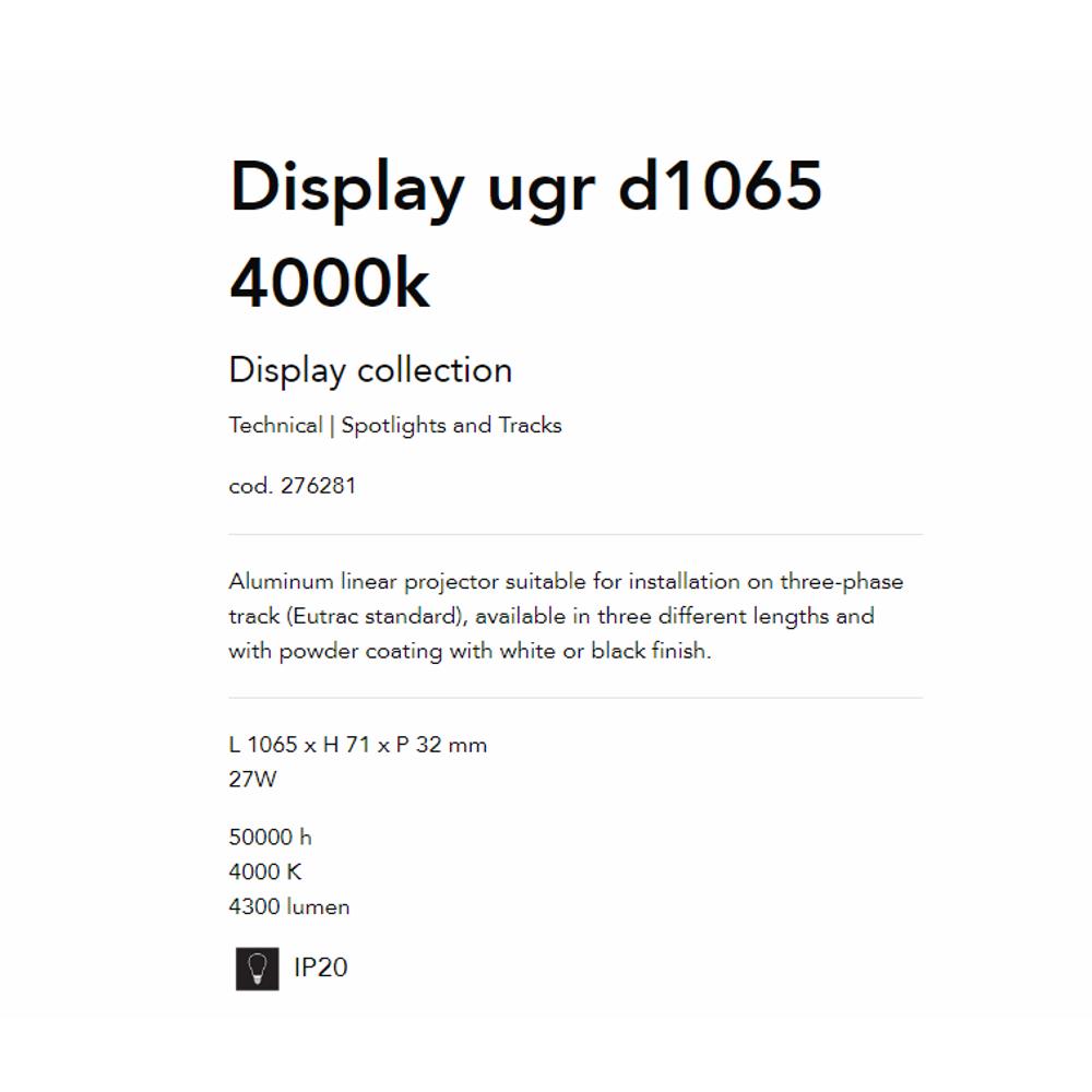 276281 Линеен осветител DISPLAY UGR D1065 4000K WH L1065xH71xP32 mm 27W 4300 lumen IP20 Ideal Lux_small