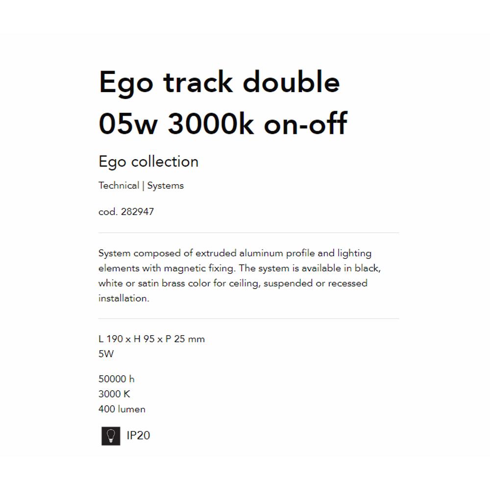 282947 Осветително тяло EGO TRACK DOUBLE 05W 3000K ON-OFF WH L190xH95xP25 mm 380lumen IP20 Ideal Lux_small